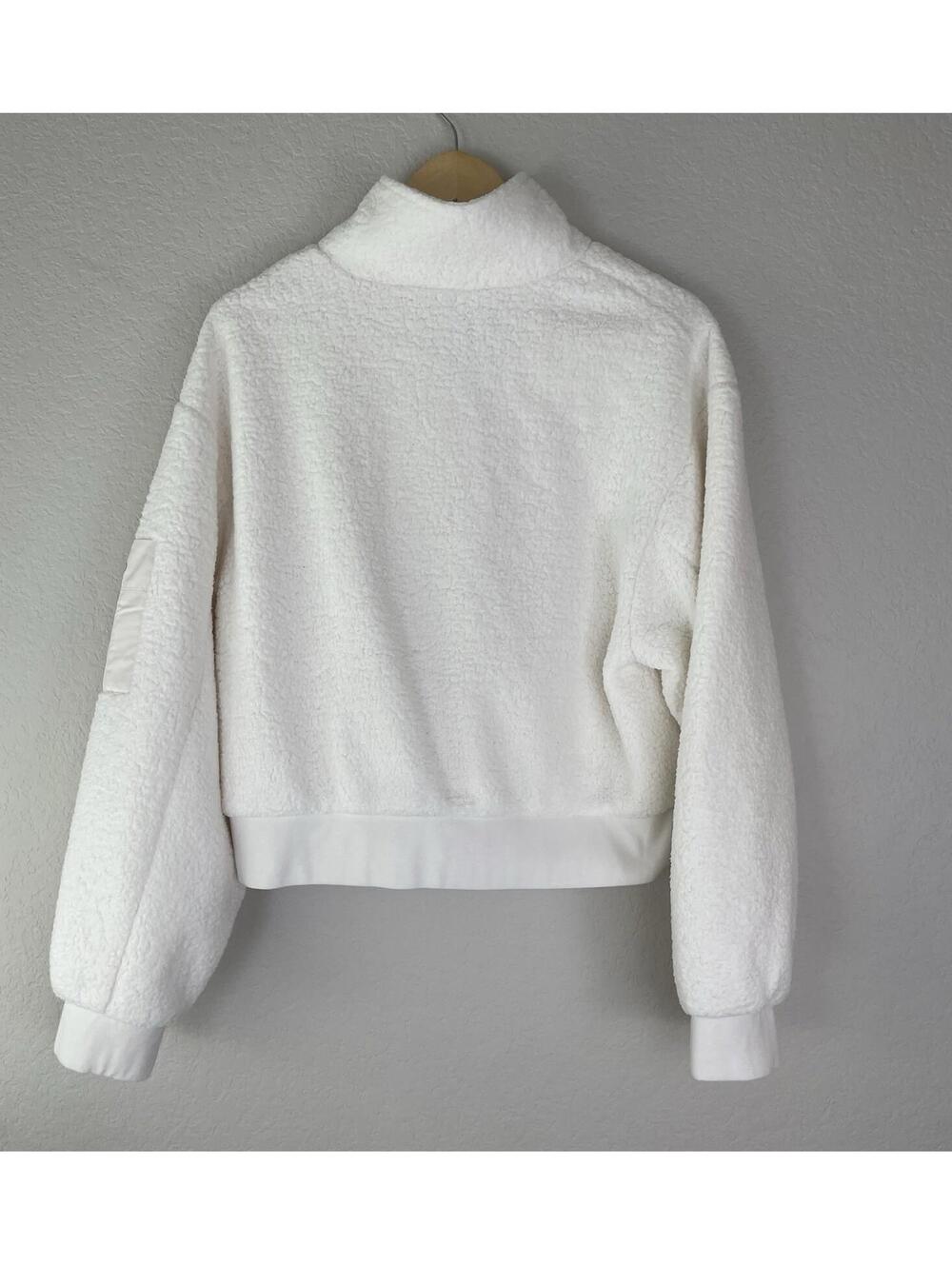 ALO Micro Sherpa Solstice 1/2 Zip Pullover Ivory Women's Small - Picture 2 of 11